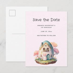 Invitation Carte Postale Lapin lapin rose mignon Kawaii Style Enregistrer l