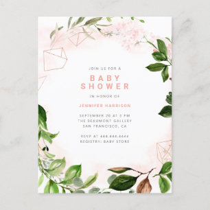 Invitation Carte Postale L'aquarelle rougissent et le baby shower de