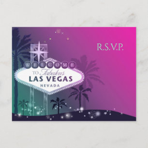 Invitation Carte Postale Las Vegas rose glamour Mariage RSVP