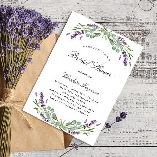 Invitation Carte Postale Lavande eucalyptus violette fleurie douche nuptial