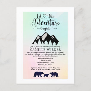 Invitation Carte Postale L'aventure commence Ours rustiques Baby shower par