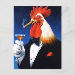 Invitation Carte Postale Le coq Dapper   Funny Gentleman's Club