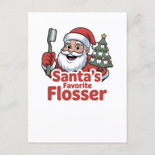 Invitation Carte Postale Le Flosser préféré du Père Noël Noël Dentaire Dent