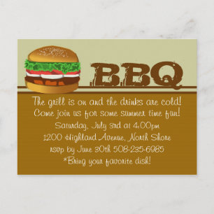 Invitation Carte Postale Le Grill est allumé...
