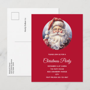 Invitation Carte Postale Le Père Noël rétro dans un Noël Casquette rouge