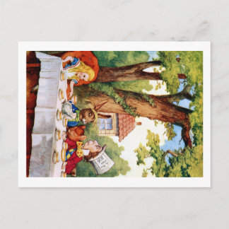 Invitation Carte Postale Le Tea Party de Mad Hatter au pays des merveilles