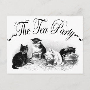 Invitation Carte Postale Le Tea Party Kittens