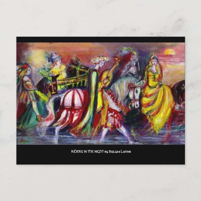 Invitation Carte Postale LES CHEVAUX DANS L'Imaginaire DE NUIT (Devant)