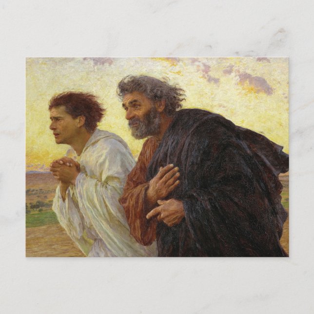 Invitation Carte Postale Les disciples qui courent au sépulcre par Burnand (Devant)
