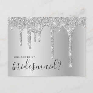 Invitation Carte Postale Les gouttes de parties scintillant d'argent, tu se