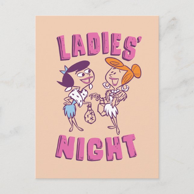 Invitation Carte Postale Les Pierrafeu | Betty & Wilma - La nuit des dames (Devant)