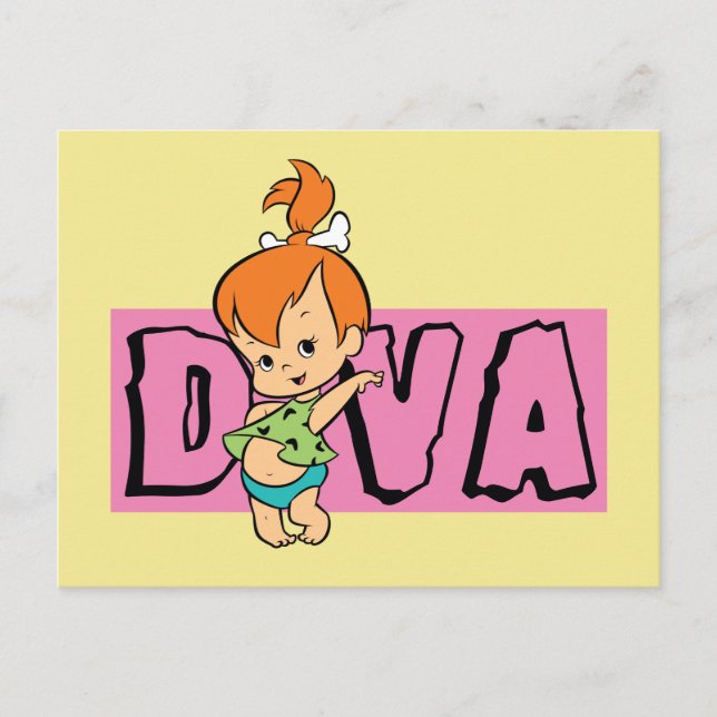 Invitation Carte Postale Les Pierrafeu | Galets - Little Diva (Devant)