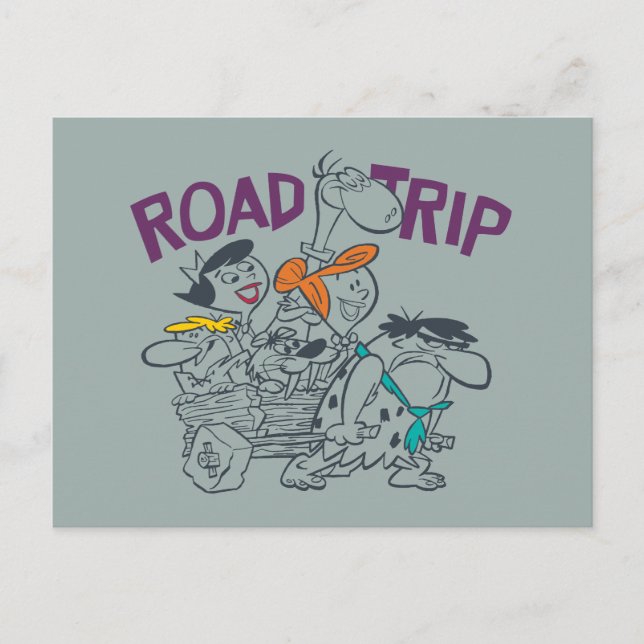 Invitation Carte Postale Les Pierrafeu | Voyage routier (Devant)