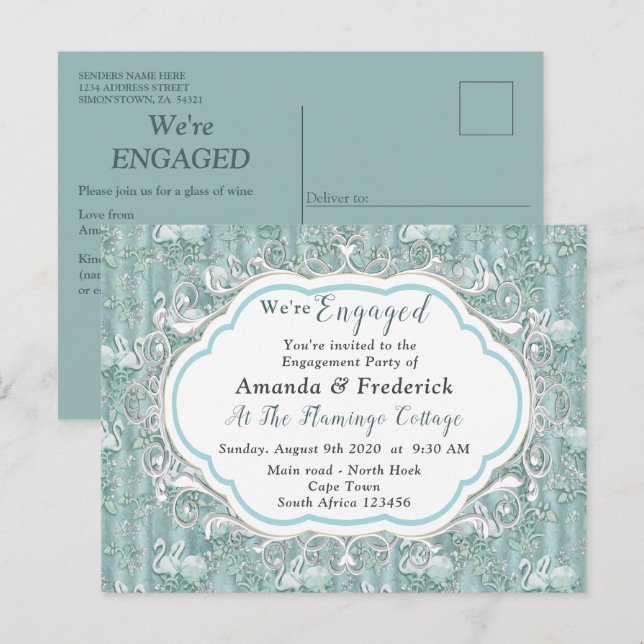 Invitation Carte Postale Les tons pastel doux de Sage Green (Devant / Derrière)