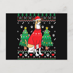 Invitation Carte Postale lévrier italien ornement de noël arbre de noël chi