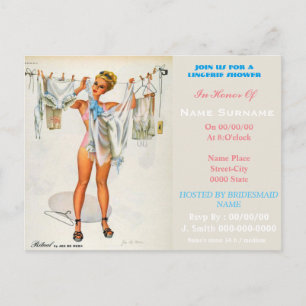 Invitation Carte Postale lingerie, lingerie showe, lingerie douche invitati