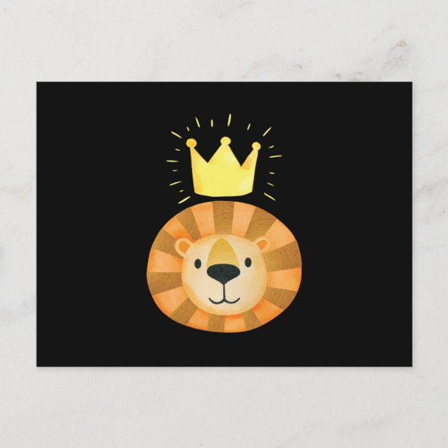 Invitation Carte Postale Lion Aquarelle Animal Visage Art Enfants (Devant)
