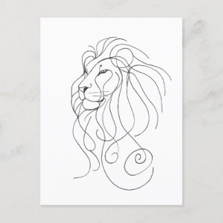 Invitation Carte Postale Lion tiré à la main - Art minimaliste de ligne