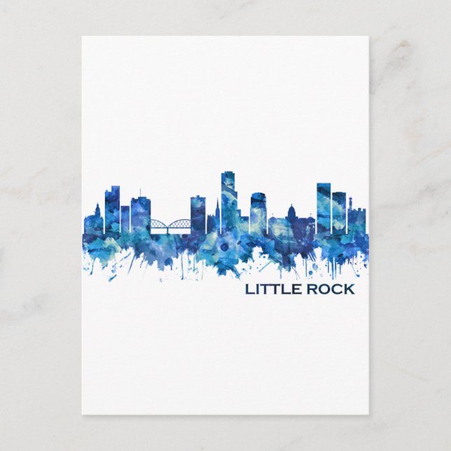 Invitation Carte Postale Little Rock Skyline Blue (Devant)
