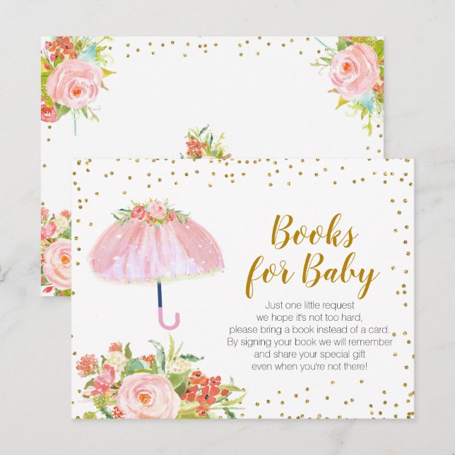 Invitation Carte Postale Livres Avril Pluie Amène Fleurs de Mai pour bébé (Devant / Derrière)