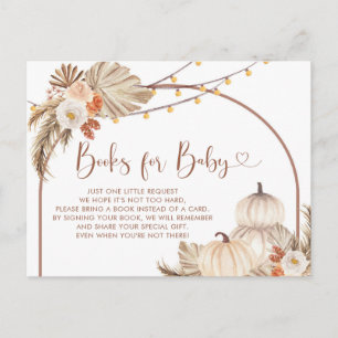 Invitation Carte Postale Livres Boho Rustique Citrouille Coup de Foudre pou