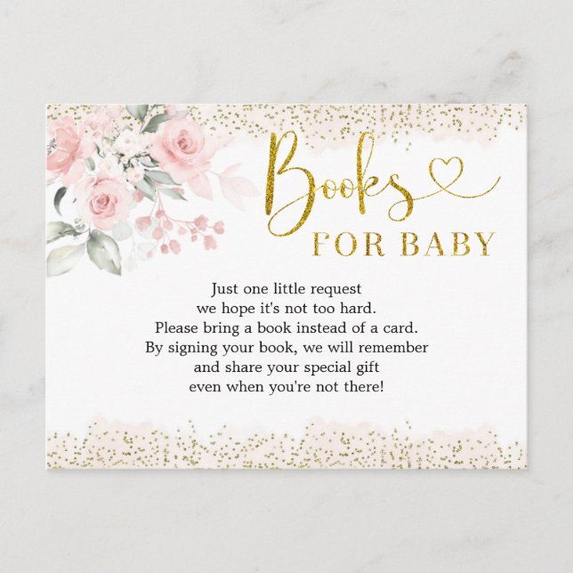 Invitation Carte Postale Livres de Baby shower rose pâle pour bébé (Devant)