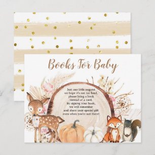 Invitation Carte Postale Livres de Boho Woodland Pumpkin pour bébé