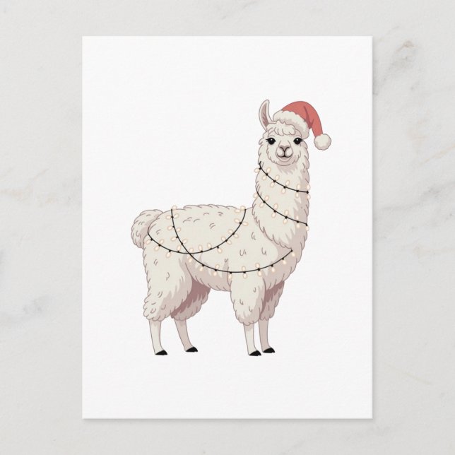 Invitation Carte Postale Llama Guirlandes de Noël Animaux Robustes Amoureux (Devant)