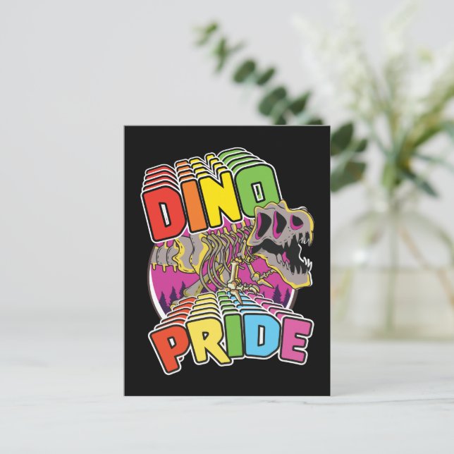 Invitation Carte Postale logo Dino Pride (Debout devant)