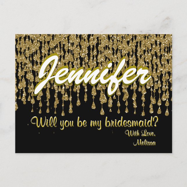 Invitation Carte Postale  | Look Gold Sparken (Devant)