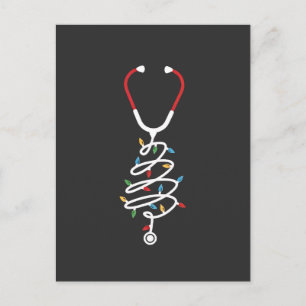 Invitation Carte Postale Lumières de sapin de Noël fournitures médicales st