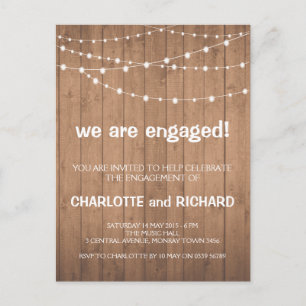 Invitation Carte Postale Lumières en bois et de ficelle d'invitation de