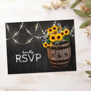 Invitation Carte Postale Lumières Guinguette Fête Champêtre Tournesol RSVP