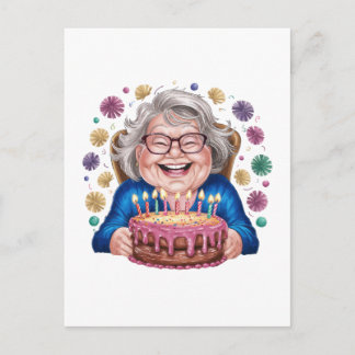Invitation Carte Postale Lunettes joyeuses Mamie Anniversaire Graphique