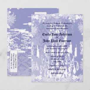 Invitation Carte Postale Lustre Vintage Lavande Mariage Violet