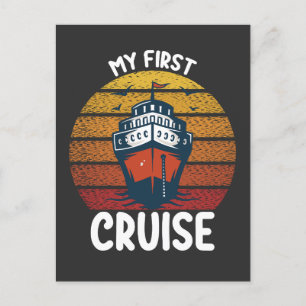 Invitation Carte Postale Ma 1ère croisière Retro Vintage