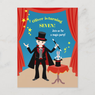 Invitation Carte Postale Magicien Boy Show Fête d'anniversaire