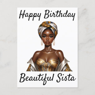 Invitation Carte Postale Magie de fille noire Anniversaire Sœur Mélanine Fe