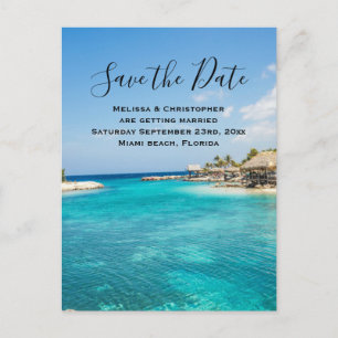 Invitation Carte Postale Magnifique Blue Tropical Beach Enregistrer la date
