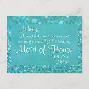 Invitation Carte Postale Maid of Honor - Emerald Green