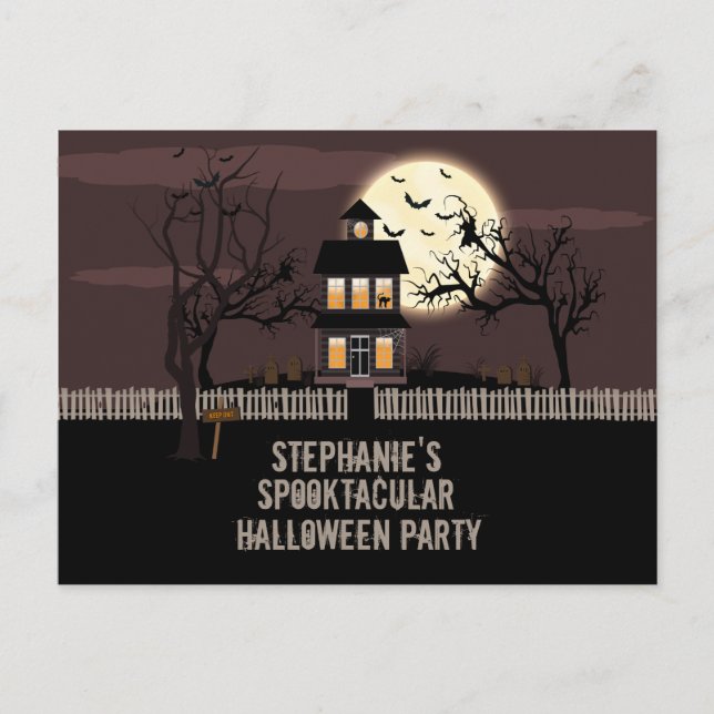 Invitation Carte Postale Maison haunted (Devant)