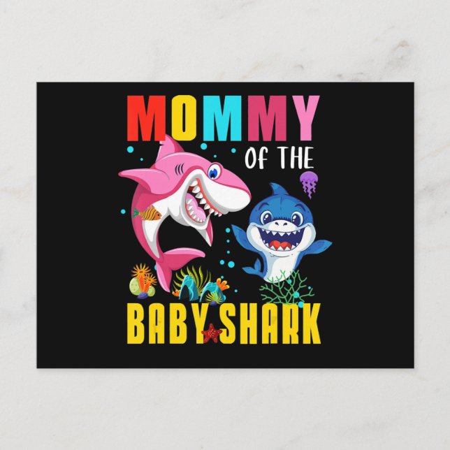 Invitation Carte Postale Maman Du Bébé Shark Tee Anniversaire Grand-mère Re (Devant)