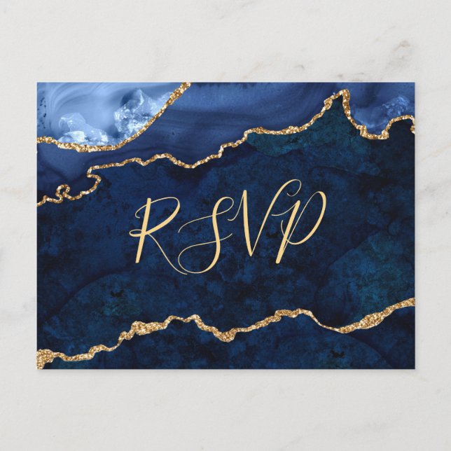Invitation Carte Postale Marbre doré moderne Porte de mariage RSVP (Devant)