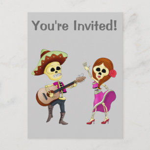 Invitation Carte Postale Mariachi Dancing Couple Day of Dead