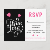 Mariage Amour Coeur Rose RSVP Noir Fête