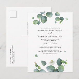 Invitation Carte Postale Mariage botanique Eucalyptus Greenery