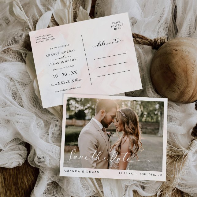 Invitation Carte Postale Mariage Botanique Rustique Simple Enregistrer La D (Créateur téléchargé)