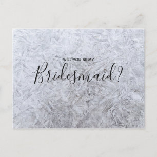 Invitation Carte Postale Mariage Bridesmaid   Blanc moderne puce à bois Élé