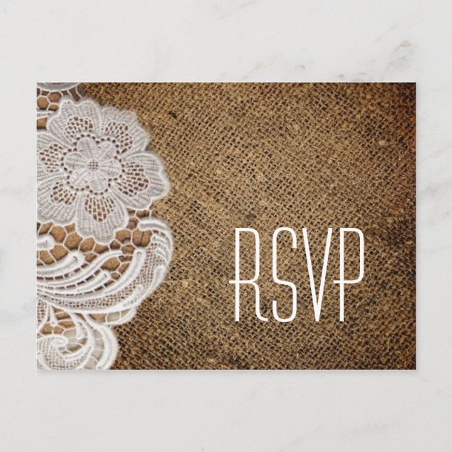 Invitation Carte Postale mariage campagnard de l'ouest rustique burlap et d (Devant)