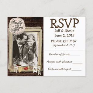 Invitation Carte Postale Mariage campagnard photo rustique en couple RSVP